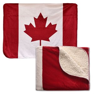 BC UNISEX CANADA FLAG BLANKET WITH SHERPA